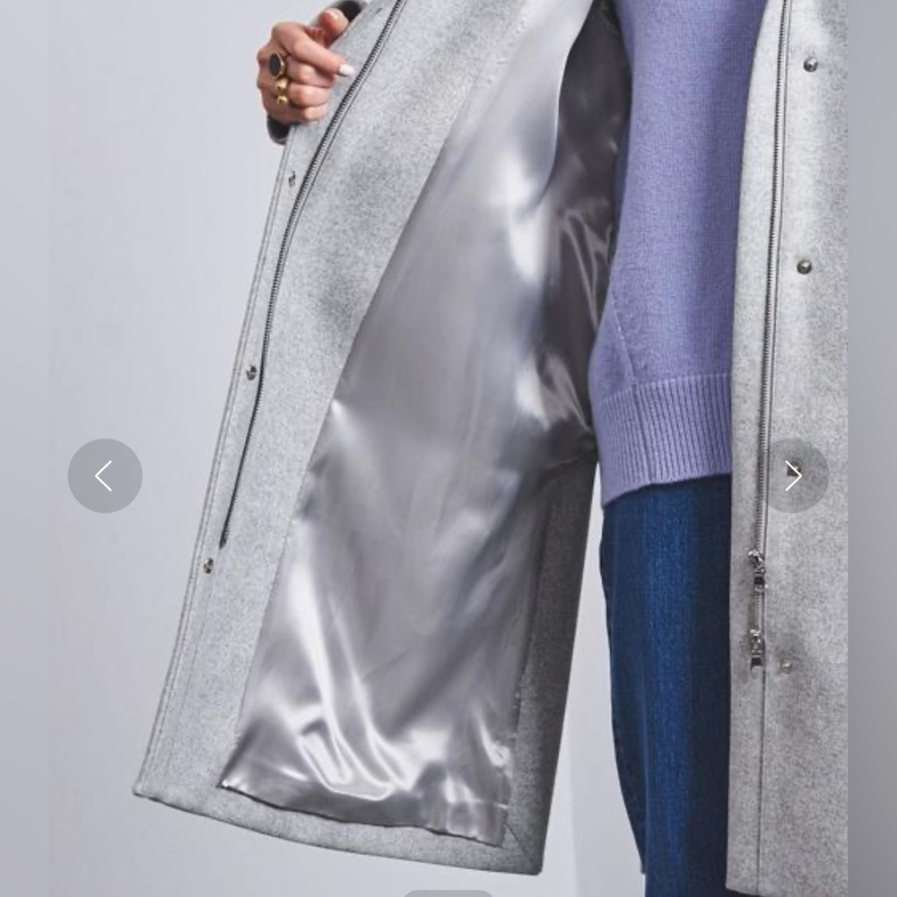 $356 United Arrows Beige Wool Women's Hooded Coat Sz JP38 US6 S Preppy Old money - Picture 4 of 15
